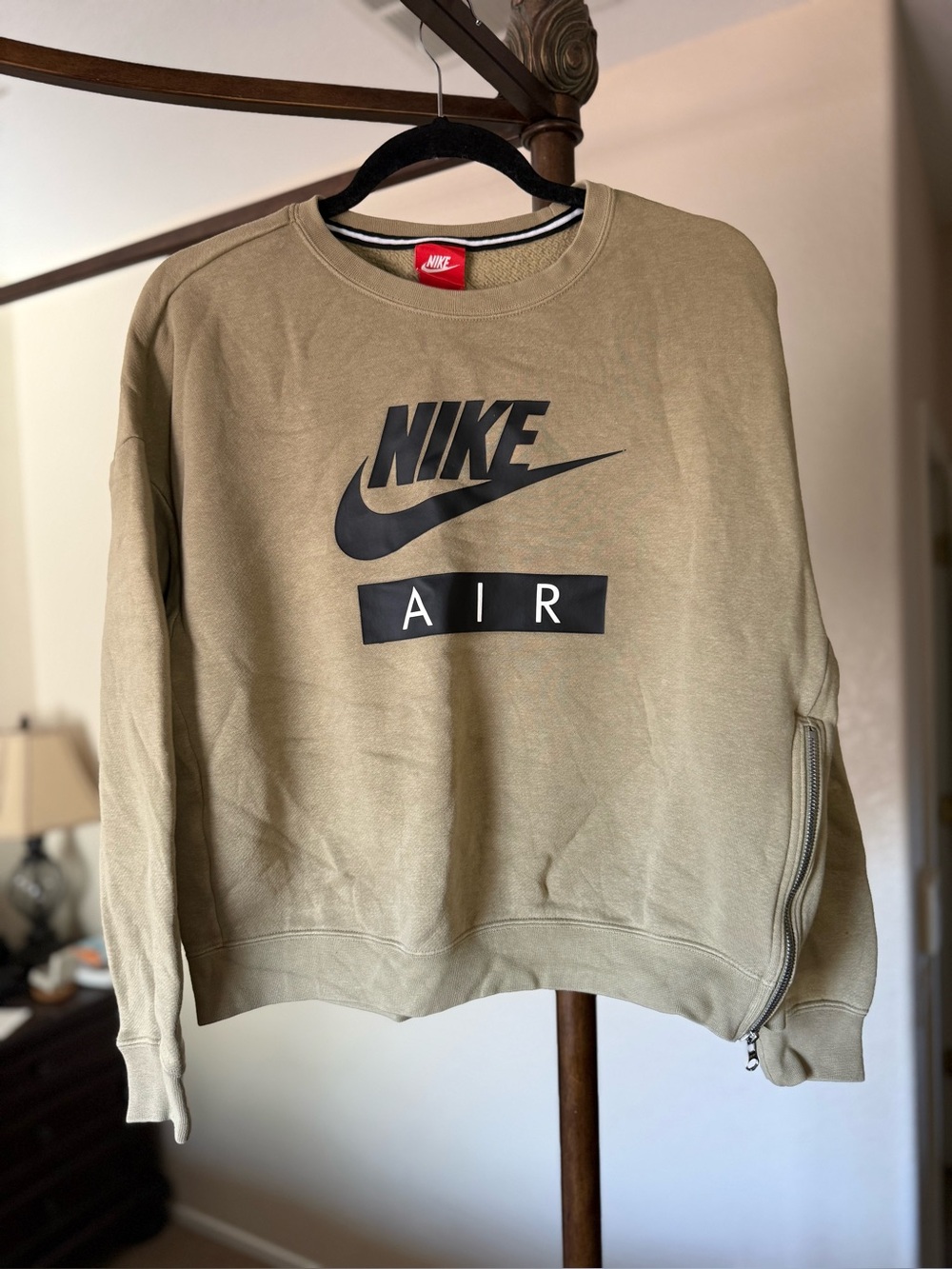 Nike Olive Crewneck Sweatshirt with Black AIR Logo